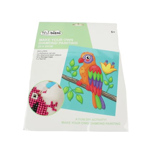 Pracht Creatives Hobby 6050-25041 Diamond Painting Set, Motiv Papagei, inkl. Zubehör, Größe ca. 25 x 20 cm, Bastelset zum Malen mit Glitzersteinchen für Kinder ab 5 Jahren von Pracht Creatives Hobby