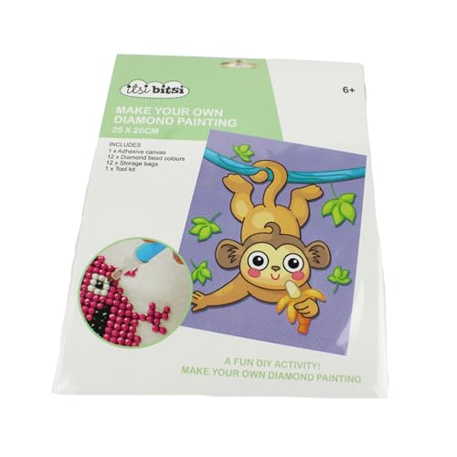 Pracht Creatives Hobby 6050-25051 Diamond Painting Set, Motiv Affe, inkl. Zubehör, Größe ca. 25 x 20 cm, Bastelset zum Malen mit Glitzersteinchen für Kinder ab 5 Jahren von Pracht Creatives Hobby