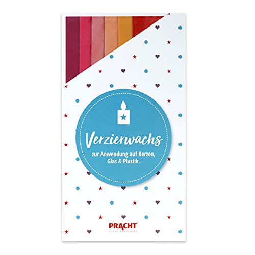 Pracht Creatives Hobby 7050-457 Verzierwachsplatten Mix, 6 halbe Platten, ca. 200 x 50 x 0,5 mm, Wachsplatten zum Modellieren und Verzieren von Kerzen von Pracht Creatives Hobby