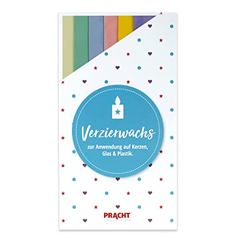 Pracht Creatives Hobby 7050-515 Verzierwachsplatten Pastell-Mix, 6 halbe Platten, ca. 200 x 50 x 0,5 mm, Wachsplatten zum Modellieren und Verzieren von Kerzen von Pracht Creatives Hobby