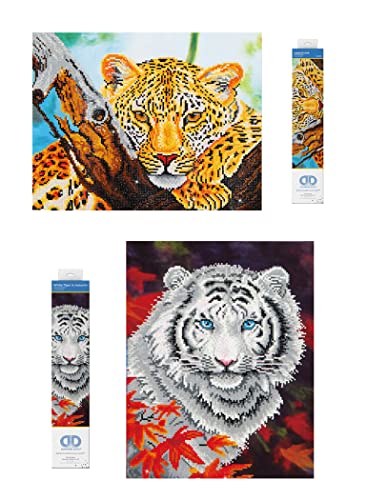 Diamond Dotz 69505 - Diamond Painting Bilder für Kinder & Erwachsene, DIY Set mit den Motiven Leopard Look und White Tiger in Autum, sowie passendem Zubehör. von Pracht Creatives Hobby