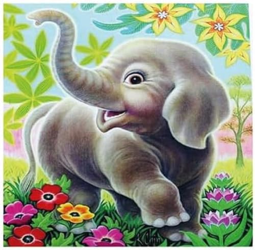 Diamond Painting Set, Bild mit Motiv Elefant und Zubehör, Bastelset zum Malen mit Glitzersteinchen, für Kinder ab 5 Jahren von Pracht Creatives Hobby