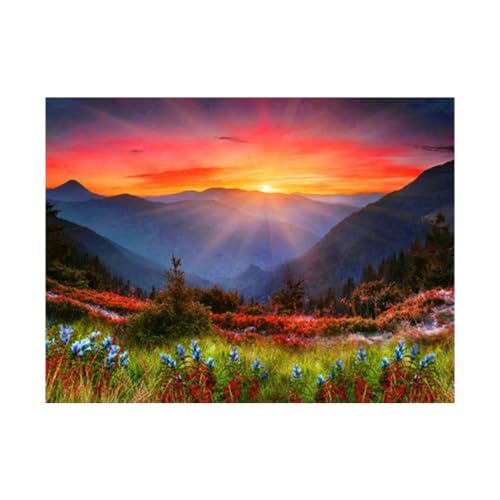 Diamond Painting Set, Bild mit Motiv Sonnenaufgang und Zubehör, Bastelset zum Malen mit Glitzersteinchen, für Kinder ab 5 Jahren von Pracht Creatives Hobby