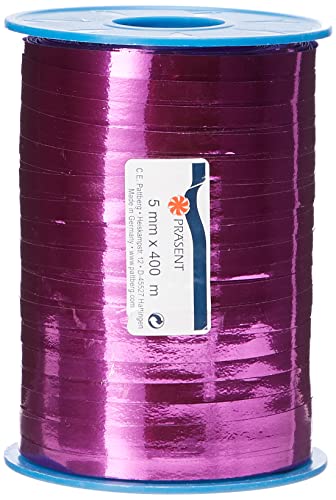 PRÄSENT C.E. Pattberg Mexico Geschenkband metallic Magenta, 400 m Ringelband zum Einpacken von Geschenken, 5 mm Breite, Zubehör zum Dekorieren & Basteln, Dekoband, Anlass von PRÄSENT