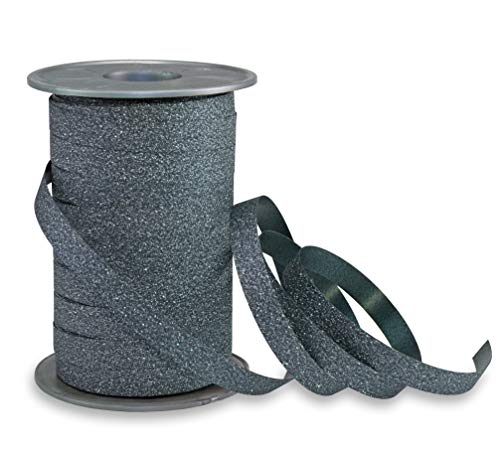 PRÄSENT Poly Glitter Ringelband Petrol, 100 m leicht kräuselndes Geschenkband, 10 mm Breite, Dekoband zum Basteln & Einpacken von Geschenken, für Festliche Anlässe von PRÄSENT