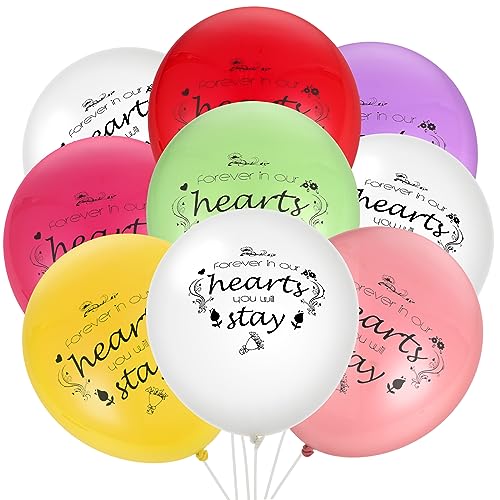 Prasacco 42 Stück Beerdigung Luftballons, 7 Farben Gedenkballons Beerdigung Dekoration Luftballons 12 Zoll Großer Ballon mit 2 Rollen Weißer Band für Trauerfeier, Beerdigung, Jubiläum, Gedenkdienste von Prasacco