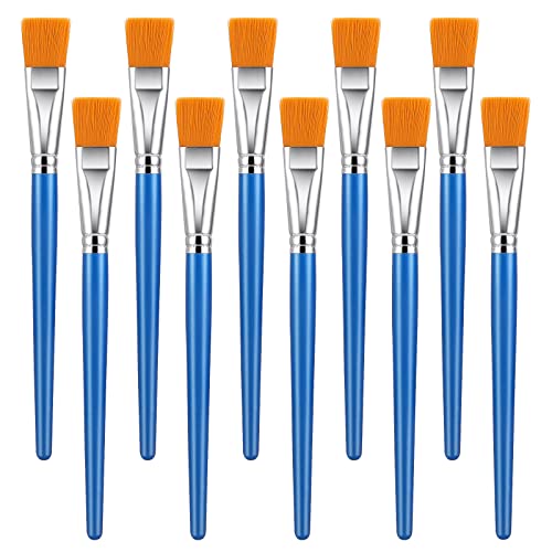 Prasacco 10 Stück Pinsel Set, Breite Flache Acrylfarbe Pinsel Künstlerpinsel Pinsel Set Acrylmalerei Ausbesserungspinsel Kleine Künstlerpinsel Set für Details und Kunstmalerei (Sky Blue,21.5 * 2.5cm) von Prasacco