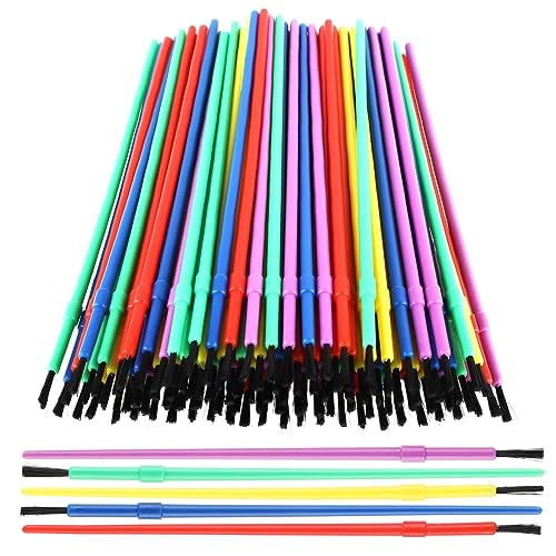 Prasacco 100 Stück Pinsel für Kinder, Kunststoff Pinsel Buntes Detail Malerei Stift Set 16,5 cm Kleiner Künstlerpinsel für Ausmalen, Aquarellieren und Gouache-Malen (Rot, Gelb, Grün, Blau, Lila) von Prasacco