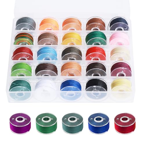 Prasacco 25 Rollen Gewachste Schnur, 0,55mm x 10m Wachsfaden aus Polyester 25 Farben Gewachster Faden mit Aufbewahrungsbox für Armbänder, Halsketten, Schmuckherstellung, DIY-Kunsthandwerk (10 m/Rolle) von Prasacco