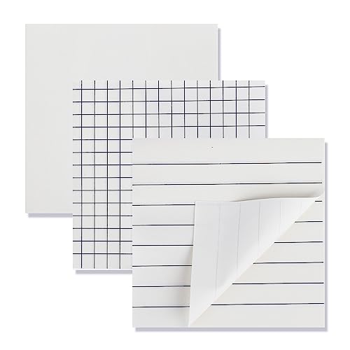 Prasacco 3 Stück Haftnotizen, 7,5 x 7,5 cm Notizzettel Haftnotizen mit Linienrastern Linierte Sticky Notes Niedliche Neutrale Haftnotizen für Home Office Schule, weiß von Prasacco