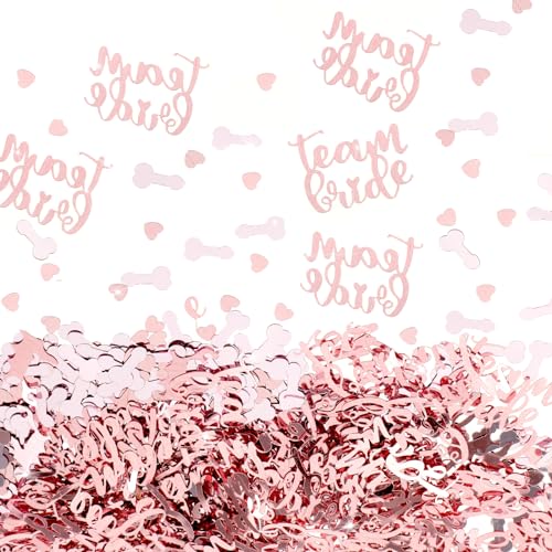 Prasacco 3000 Stück Konfetti Rosegold Streudeko Konfetti für Junggesellinnenabschiede, Glitzerndes Papier Konfetti Lustige Party Dekoration für Brautparty, Bride to Be Confetti von Prasacco