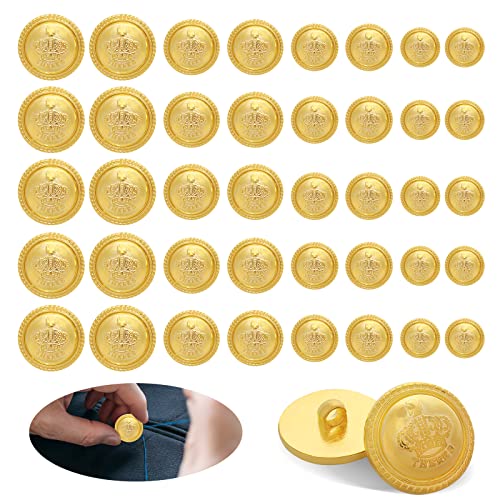 Prasacco 40 Stück Golden Buttons, Vintage Antike Blazer Knöpfe Gold Runde Knöpfe Dekorative mit Schaft Mäntel Knöpfe Jacke Knöpfe Hemd Anzug Knöpfe Runde Nähknöpfe für DIY Handwerk von Prasacco