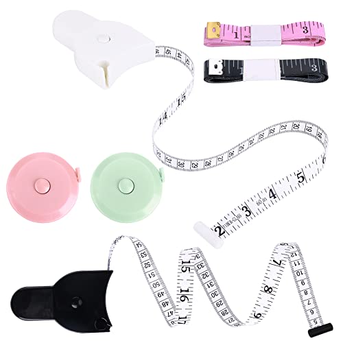 Prasacco 6 Stück Einziehbares Maßband, Doppelseitiges Körper Schneidermaßband Measuring Tape zum Messen von Länge, Brust, Taille usw,für Körpermaße zum Nähen von Schneidern, Basteltuch, 150cm von Prasacco