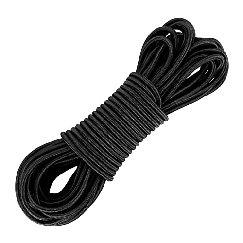 Prasacco Elastisch Faden, 3 mm x 10 m Schwarzes Gummiband Elastisches Nylonband für DIY-Schmuckherstellung, Wäscheleinen, Camping, Schaukeln, Anhänger, Schnürsenkel von Prasacco