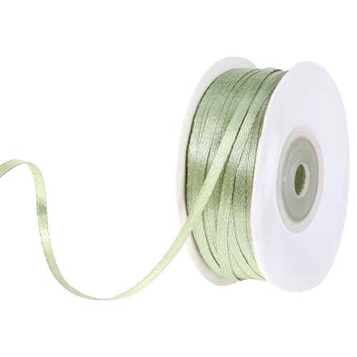 Prasacco Schleifenband Grün, 91m x 3mm Geschenkband Grün aus Polyester Salbeigrün Dekoband für Geschenkverpackungen, Handwerkliche Herstellung, Geburtstagsdekoration und Hochzeitsdekoration (1 Roll) von Prasacco