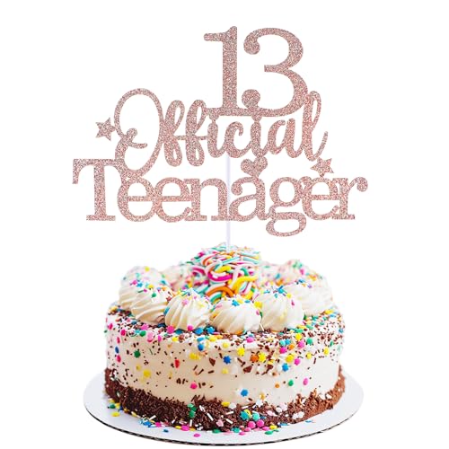 Prasacco Tortendeko Geburtstag, 13 Official Teenager Cake Topper Goldener Glitzer 13 Geburtstag Cupcake Toppers Geburtstag Party Kuchen Deko für 13 Jahre alte Jungen und Mädchen von Prasacco