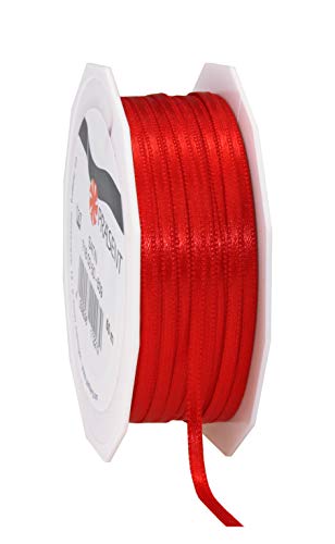 Präsent C.E. Pattberg Satin rot, 50 m Satinband zum Einpacken von Geschenken, 3 mm Breite, Geschenkband zum Dekorieren & Basteln, Dekoband, Anlass von Präsent