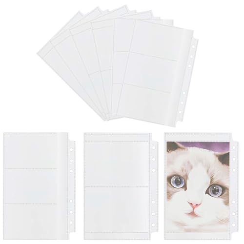 Prebarfun 30 Stück A6 Photocard Binder Kpop, 6 Löcher Binder Taschen, Transparent PVC Binder, Photocard Sleeves mit 1 Stück A6 6 Ring Weich Notizbuch Binder für Kreditkartenfotos Bargeld Ordnerhüllen von Prebarfun