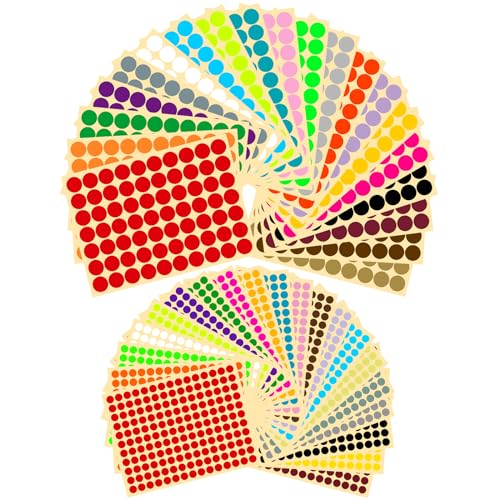 Prebarfun 4700 Stück 19mm/10mm Klebepunkte Bunt, 20 Farben Bunte Klebepunkte, Klebepunkte Rot, Punkte Aufkleber, Runde Aufkleber für Büro Zuhause Schule Basteln von Prebarfun