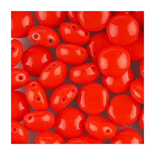 12 stk Preciosa Candy Perlen 2-Loch Runde Glas Cabochon Rot, 8 mm (PRECIOSA Candy beads 2-hole round glass cabochon red) von Preciosa