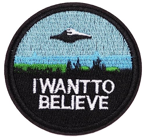 Aufnäher mit Aufschrift "I Want To Believe", bestickt, zum Aufbügeln oder Aufnähen, für Filmplakate, Kostüm, Souvenir von Premier Patch