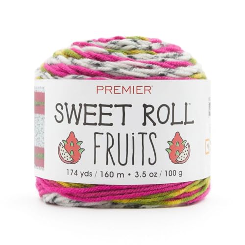 Premier Yarns Sweet Roll Fruits Garn, Premium-Garn zum Häkeln und Stricken, aus Acryl, Drachenfrucht, 100 g, 174 Yards von Premier Yarns