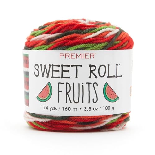 Premier Yarns Sweet Roll Fruits Garn Premium Garn zum Häkeln und Stricken aus Acryl Wassermelone 3,5 Unzen 170 Yards von Premier Yarns