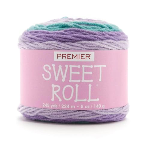 Premier Yarns Sweet Roll Garn, ideales Garn zum Häkeln und Stricken, mittelschweres und selbstgestreiftes Garn, aus Acryl, Rock Candy, 142 g, 245 m von Premier Yarns