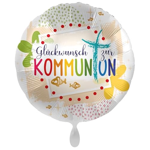 Folienballon * GLÜCKWUNSCH ZUR KOMMUNION * als Deko oder Geschenk zum Glaubensfest | 43cm, für Helium und Luft | Christlicher Glaube Ballon Luftballon von Premioloon