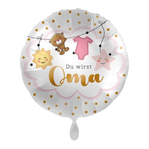 1 Folienballon Baby Du wirst Oma Herz weiß rosegold ca 45 cm ungefüllt Ballongas geeignet von Premioloon