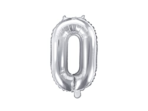Folienballon Zahl 0 silber 35 cm Zahlenballon Party Dekoration Geburtstag Jubiläum Jahrestag Silvester Neujahr inkl. Strohhalm für Befüllung von Premium Weddings