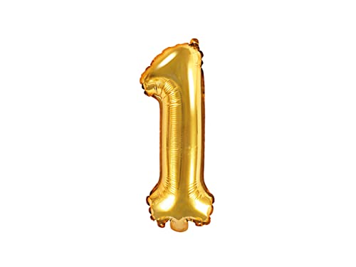 Folienballon Zahl 1 gold 86 cm Heliumballon groß Zahlenballon XXL für Helium/Luftfüllung inkl Strohhalm Party Dekoration Geburtstag Jahrestag Jubiläum von Premium Weddings