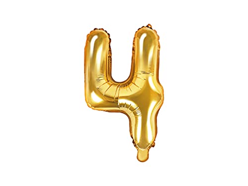 Folienballon Zahl 4 Gold 86 cm Heliumballon groß Zahlenballon XXL für Helium/Luftfüllung inkl Strohhalm Party Dekoration Geburtstag Jahrestag Jubiläum von Premium Weddings