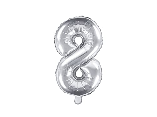 Folienballon Zahl 8 Silber 86 cm Heliumballon groß Zahlenballon XXL für Helium und Luftfüllung inkl Strohhalm Party Dekoration Geburtstag Jubiläum von Premium Weddings