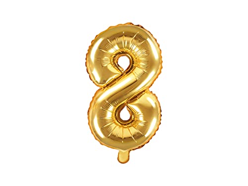 Folienballon Zahl 8 gold 86 cm Heliumballon groß Zahlenballon XXL für Helium/Luftfüllung inkl Strohhalm Party Dekoration Geburtstag Jahrestag Jubiläum von Premium Weddings