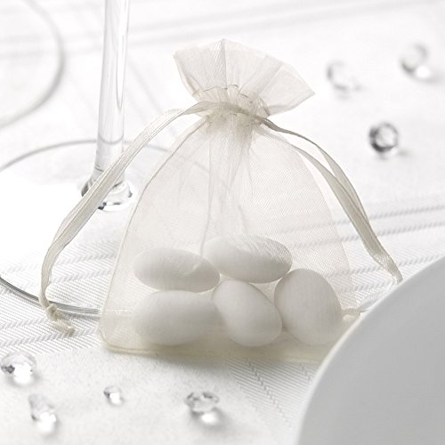 Premium Weddings Organzasäckchen Creme 20 Stück 10,0x7,5 cm - Organzabeutel Creme Gastgeschenk Hochzeit Kommunion Taufe von Premium Weddings