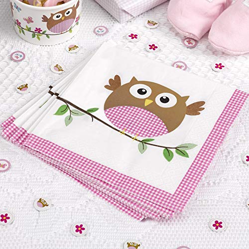 Premium Weddings Babyparty 'Kleine Eule' Baby Girl Papierserviette 16 St. - Serviette Baby Shower von Premium Weddings