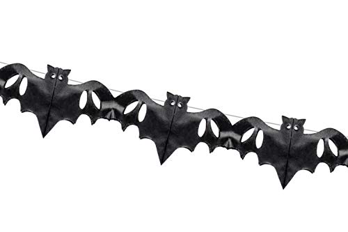 Premium Weddings Fledermaus Girlande schwarz 4 m - Fledermaus Deko Halloween Party Papiergirlande von Premium Weddings