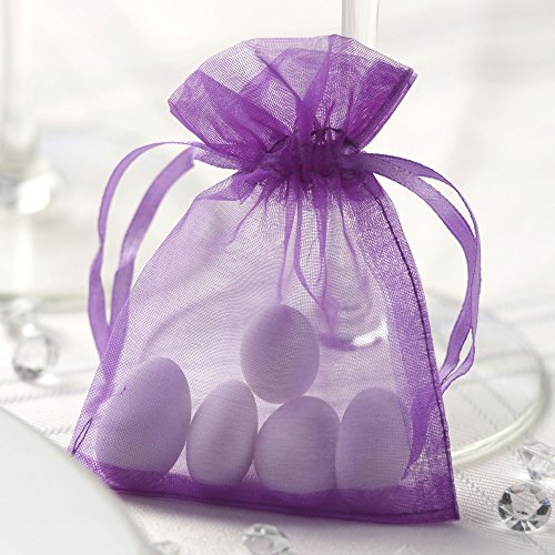 Premium Weddings Organzasäckchen violett 20 Stück 10,0x7,5 cm - Organzabeutel violett Gastgeschenk Hochzeit Kommunion Taufe von Premium Weddings