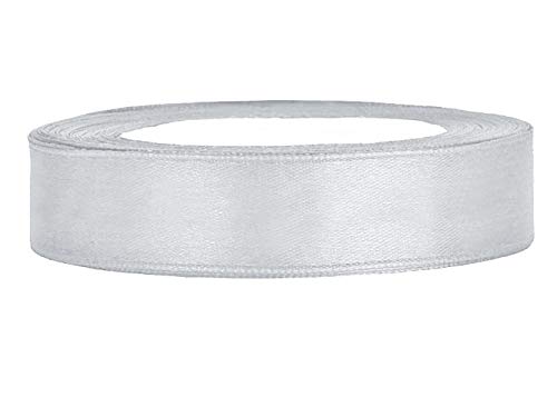 Satinband silber 12 mm 25 m - Schleifenband Geschenkband Dekoband von Premium Weddings