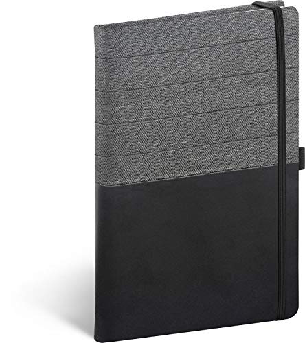 Skiver Notizbuch A5 Liniert, Notizheft mit Gummiband, Notizblock Notebook (Schwarzgrau) von Presco Group