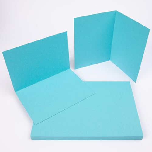 PresentFill® Klappkarten blanko in Azur Blau - 25 Faltkarten A6, Klappkarte ideal zum Karten selbst gestalten, beschriften oder bedrucken - passend für C6 Umschläge von Present Fill