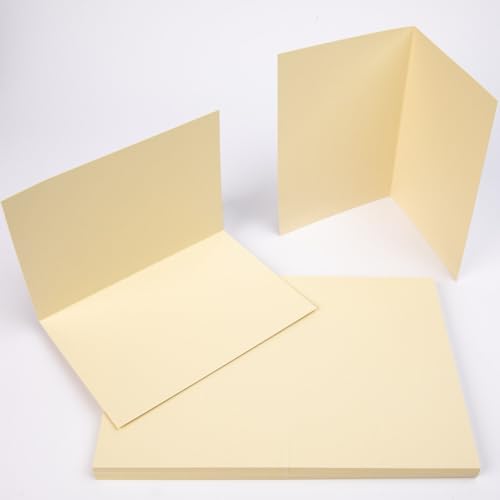 PresentFill® Klappkarten blanko in Chamois Creme Beige- 25 Faltkarten A6, Klappkarte ideal zum Karten selbst gestalten, beschriften oder bedrucken - passend für C6 Umschläge von Present Fill