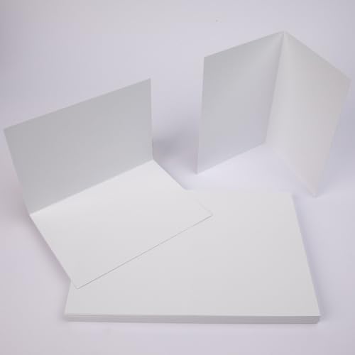 PresentFill® Klappkarten blanko in Diamant Weiß - 25 Faltkarten A6, Klappkarte ideal zum Karten selbst gestalten, beschriften oder bedrucken - passend für C6 Umschläge von Present Fill