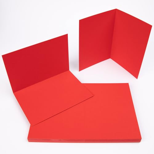 PresentFill® Klappkarten blanko in Rubin Rot - 25 Faltkarten A6, Klappkarte ideal zum Karten selbst gestalten, beschriften oder bedrucken - passend für C6 Umschläge von Present Fill