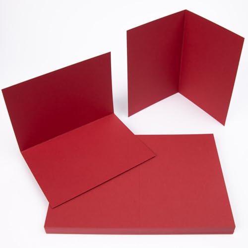 PresentFill® Klappkarten blanko in Rubin Rot - 50 Faltkarten A6, Klappkarte ideal zum Karten selbst gestalten, beschriften oder bedrucken - passend für C6 Umschläge von Present Fill