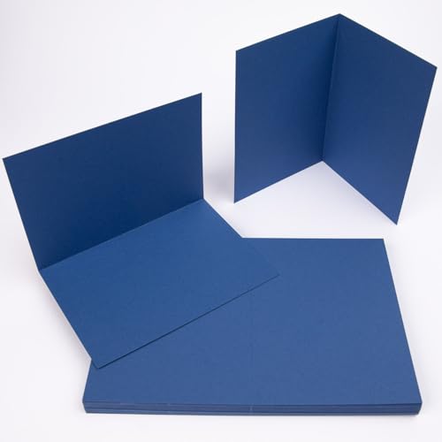 PresentFill® Klappkarten blanko in Saphir Blau - 25 Faltkarten A6, Klappkarte ideal zum Karten selbst gestalten, beschriften oder bedrucken - passend für C6 Umschläge von Present Fill