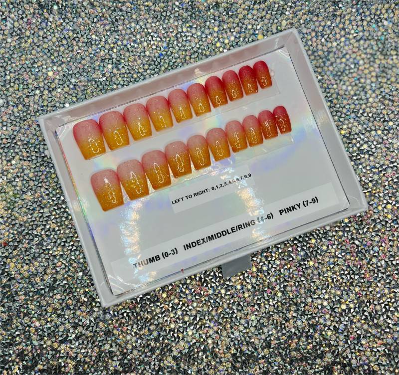 Tequila Sunrise Farbwechsel - 20 Teiliges Press On Nail Set von Presstiletto