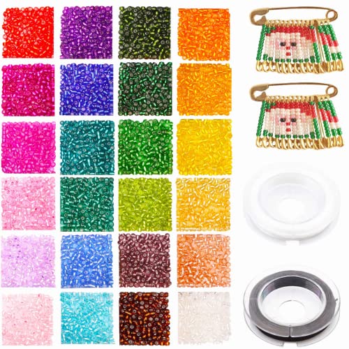 3mm Perlen zum Auffädeln, Bunte Perlen für Armbänder, 4800 Stück Rocailles Perlen Glasperlen Bastelperlen Set für DIY Halskette Ohrringe Weihnachten Handwerk weihnachtsdeko von Prettme