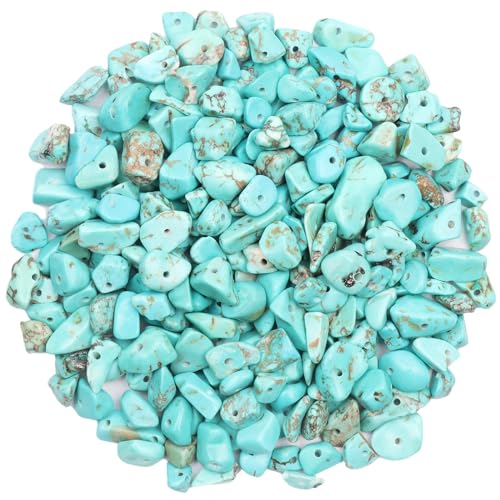 500 Stück Edelsteinperlen Blauer Türkis Perlen zum Auffädeln Kristalle Perlen 5-8mm Unregelmäßige Gebohrt Edelstein Perlen zum Basteln Natur Steinperlen für DIY Armbänder Ketten Ohrringe Schmuck von Prettme